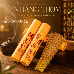 Hộp Nhang Thần Tài Tự Động Cuộn Xoắn Ánh Vàng Kim Khoảng 400-450 Cây Bó Nhang Vàng Tài Lộc Không Cay Mắt An Toàn Không Độc Hại