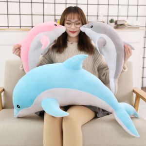 VALER Cute Dolphin Plush Toy Soft Marine Life Dolphin Stuffed Toys Sleeping Pillow 30cm Dolphin Sofa Pillow Home Decor