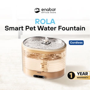 Enabot EBO ROLA Smart Water Fountain Cordless: Battery-Operated Smart Pet Fountain Pumpless Cat Water Dispenser Stainless Steel Tray Wireless Cat Fountain w/Phone App (2.4 GHz Only)