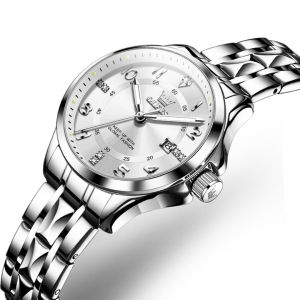 OLEVS 2910 Women Casual Quartz Watch Gift Alloy Watchband Round-dial Wristwatch Week Display Calendar