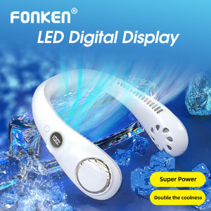 FONKEN Quạt N20 Mới Quạt Đeo Cổ Nhỏ Treo Ngoài Trời Quạt Làm Mát Sạc USB Quạt Điện Cầm Tay Mini Không Lá Thể Thao Lười Biếng Cầm Tay Quà Tặng Bạn Bè Hiển Thị Kỹ Thuật Số Thích Hợp Cho Văn Phòng/Cưỡi Ngựa/Chạy Bộ/Trường Học
