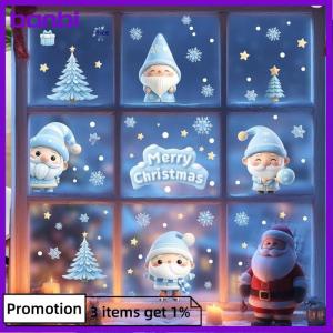 banbi แผ่นหิมะซานตาคลอสเกล็ดหิมะแบบคงที่ 1 2 3 4 4 6 9สติ๊กเกอร์ตกแต่งหน้าต่างคริสต์มาสตกแต่งบ้าน