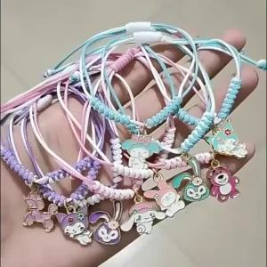 Gadis Murid Yang Lucu Menenun Gelang Tangan Kartun Sanrio Adjustable Gelang Manik-manik