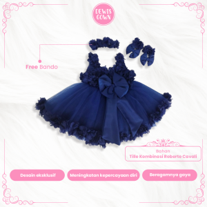 Baju Pesta Anak Perempuan Navi Birel 0 Sampai 7 Tahun Dress Gamis Gaun Bahan Tille Halus