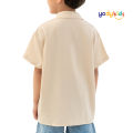 Áo sơ mi trẻ em ?YODY Kids áo thun có cổ bé trai tay ngắn thêu gấu chất cotton mềm mại an toàn cho làn da bé, phong cách hàn quốc SMK6006. 