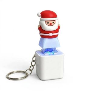MUNCHX Ông già Noel Móc khóa nút bấm Giáng sinh Bật sáng Có thể sạc lại. Nút bấm ngón tay Âm thanh Keycap hình thú có tiếng kêu Quà Giáng sinh