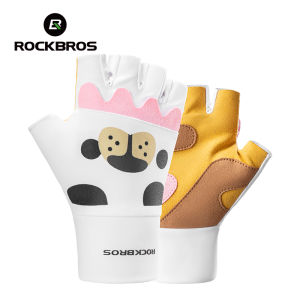 ROCKBROS Children Cyling Gloves Shockproof Breathable Half-finger Bicycle Gloves Anti-slip Lengthened Wrist Protective Kids Bike Gloves