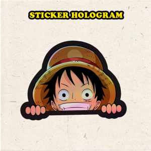 Stiker Hologram Anime Luffy 1 One piece sticker ukuran 8 cm