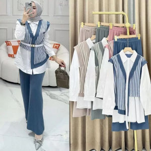 Dena One Set One Set Wanita Atasan + Celana Terbaru 2024 Setelan Wanita Bahan cringkle mix TERBARU
