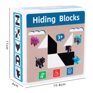 Wooden Hidden Puzzle Geometric Toys for Kids Building Blocks Geometric Brain Teasers Jigsaw Puzzle 3+ Years