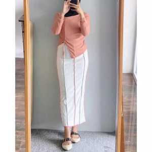Rok Alice Skirt Rainbow Korea Style - Rok Wanita Korean - Rok Putih Wanita Panjang Bahan Knit Premium Tebal - Rok Span Panjang Remaja Ootd Rok Wanita Terbaru 2024 - Rok Spans Kekinian Korea - Rok Ootd Ala Selebgram
