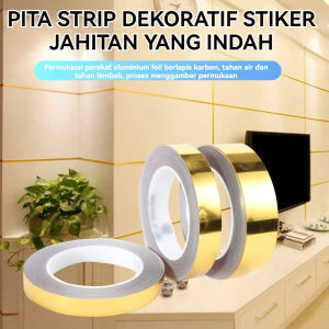 50M/Roll Gulungan Sticker Dekorasi Lantai Strip Dekorasi Lemari Pakaian DIY /Stiker Ubin Keramik Jahitan Emas Yang Indah Lantai Hiasan Dinding
