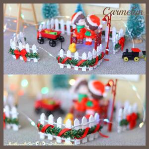 [Carmelun] 4Pcs set 1 12 Dollhouse Mini Wooden Fence Model Doll Home Christmas Day Scene Decor Dolls House Micro Garden Courtyard Decor Toy