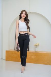 กางเกงทำงานขอบน้ำตาล กางเกงผ้าโรเชฟ กางเกงขายาว กางเกงทางการ กางเกงแฟชั่น