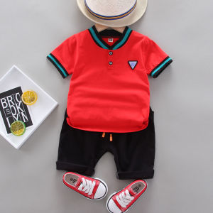 0-5 year old boy baby Clothing suits cotton comfortable and handsome simple kids girls short sleeve + shorts clothes sets casual baby baju spot