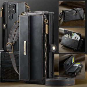 Crossbody Zipper Leather Multicolor Card Wallet Bag Phone Case For Samsung Galaxy S25 S24 S23 S22 S21 S20 FE Plus Ultra Flip Cover Casing