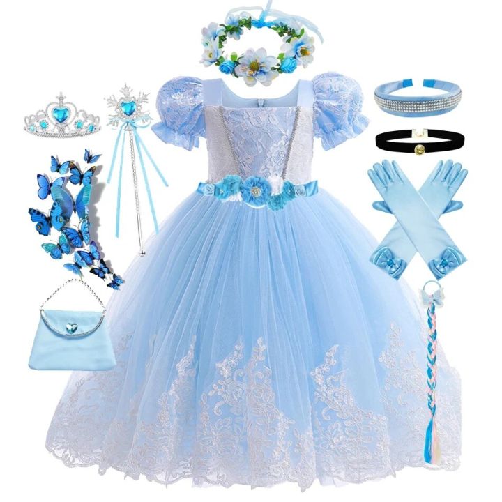 Girls Cinderella Princess Cosplay Costume Kids Children Vestidos Party 