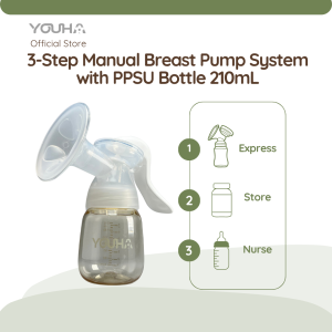 YOUHA 3-Step Manual Breast Pump with PPSU Bottle 210mL