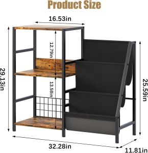 3-Tier Floor-Standing Organizer Vinyl Record Storage Rack Large-Capacity Display Rack For Living Room Metal Stand Rack Oxford Fabric Storage Bag Record Album Magazine Display Rack Organizer Wooden Board Desktop For Office Home
