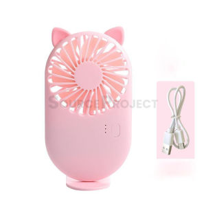 Kipas Angin Portable 2 in 1 Cute Pocket Mini Fan USB Cooling Multifungsi | Source Project