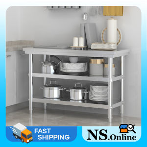 NS 304 Stainless steel work table Kitchen operating table Packaging table furniture three layers of stainless steel heavy work face 120*60*80