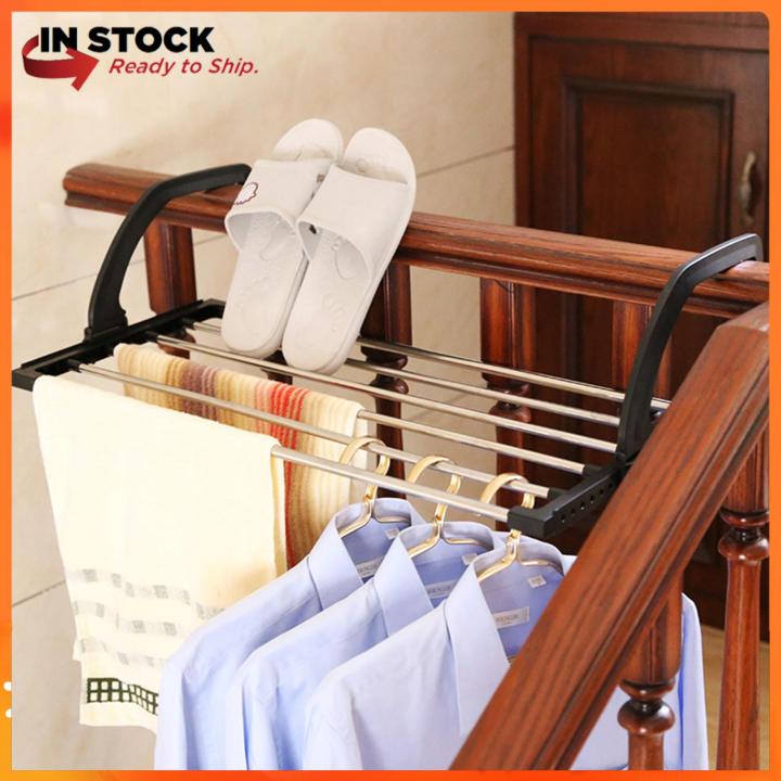 Ulight Balcony Railing Clothes Drying Rack Portable for Corridor Window ...