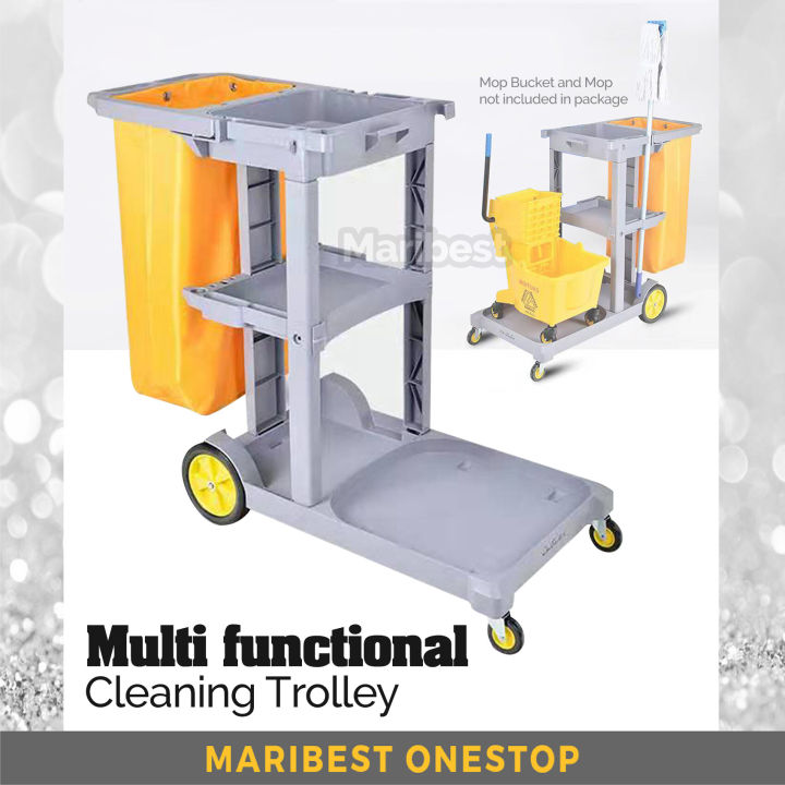 8080 MULTI PURPOSE CLEANING TROLLEY JANITOR CART FOR MOP BUCKET BROOM