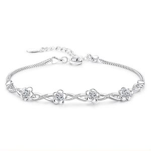 925 Sterling Silver Bracelet Purple Crystal Zircon Plum Bracelet For Women Fashion Simple Engagement Wedding Glamour Jewelry