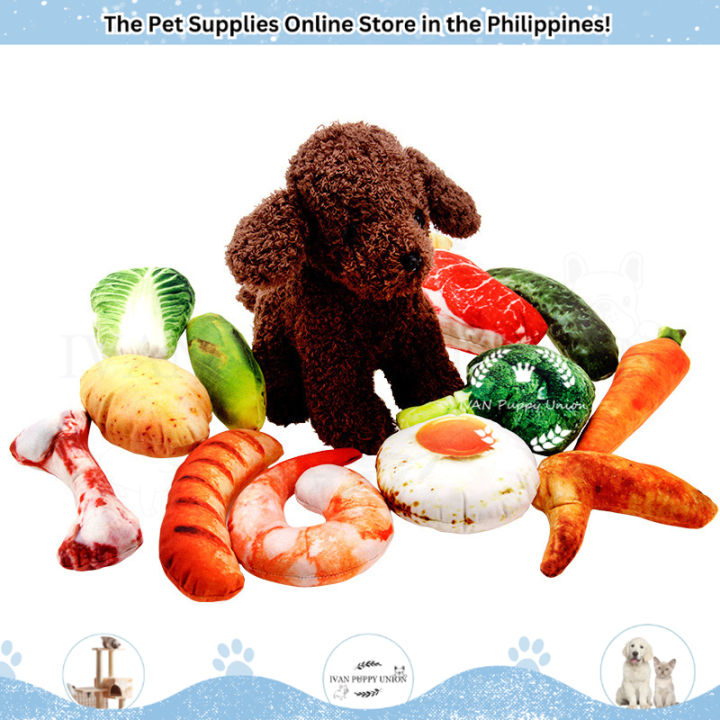 [IVAN Puppy Union]Dog Artificial Vegetables Meat Sounding Toy Simulated  Non-Toxic Toys for Dog Lazada PH