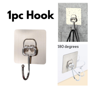 🇸🇬 Heavy Duty Sleek Aluminum Wall Hanging Folding Hook Clothes Hook Behind Door Towel Hooks No Drill For Wall