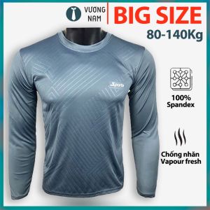 Áo BIG SIZE giữ nhiệt Thu Đông nam tay dài đá bóng thể thao cổ tròn dập vân VNO21