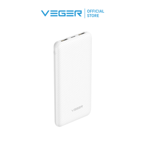 พาวเวอร์แบงค์ VEGER P10 Power Bank 10000mAh แบตสำรองลายเคฟล่า ขนาดกระทัดรัด เบาบาง รับประกันสินค้า 1 ปี
