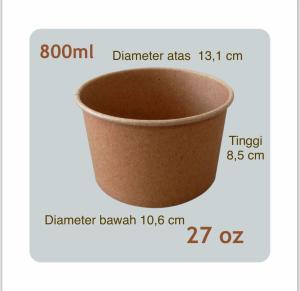 Paper Bowl KRAFT merk super bubble / mangkok kertas 360/500/650/800ml motif coklat craft (tanpa tutup) isi 25 pcs mangkok baso bakmi wadah sup pentol