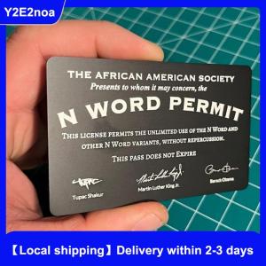 Y2E2noa N Word Permit Gag Novelty Parody Card 8.6x5.4cm PVC 1piece Option 3pieces Durable Compact Social Commentary For Friends Colleagues Family Funny Satirical Prank Gift
