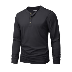 MAGCOMSEN Mens Henley Cotton T-Shirt Long Sleeve Male Front Placket Shirt Fashion Henry-neck Tees Casual Vintage Basic Tops2026