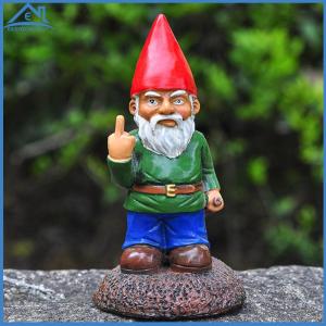【New Arrival】 White Beard Dwarf Figurine Garden Decor Middle Finger Statue 5.9 Inch Tall for Home and Garden Decoration