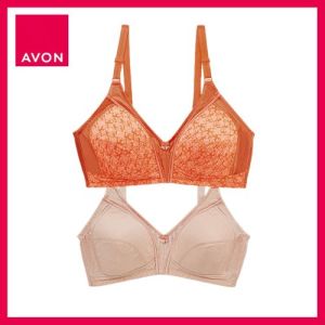 Avon Estella Plus Size 2-Piece Non-Wire M-Frame Bra Set – Comfortable Full Coverage Wireless Bra Soft Plus Size Fabric Supportive Design for Big Bust Women Adjustable Straps Breathable and Lightweight Brassiere Set for Daily Comfort