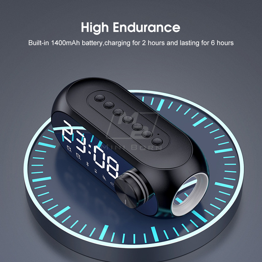 Mini Born Mirror Bluetooth Speaker Alarm Clock Bluetooth Speaker Digital Display Radio LED Wireless Subwoofer Music Player Table Clock Multifunction _voghion.com
