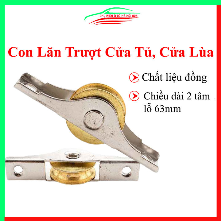 Bánh xe ròng rọc đường kính 63mm, con lăn trượt cửa tủ, cửa nhà, cửa ...
