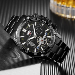 Luminous trendy fashion mens watch tourbillon gift steel band watch for men