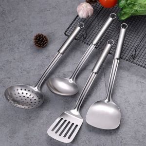 Stainless Steel Wok Spatula Kitchen Tool Set Frying Spoon Soup Colander Spatula Thickened Cooking Utensil Set