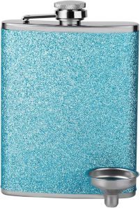 Flasks for Liquor for Women 8OZ - Girls Glitter Bling Pocket Decorative Flask with Funnel 18/8 Stainless Steel for Vodka Whisky