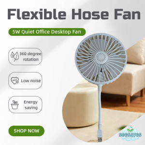 Mini Desk Fan 3-Pin Plug Flexible Small Desktop Fan Adjustable 360° Rotation Quiet Office Dorm Room Kitchen Cooling