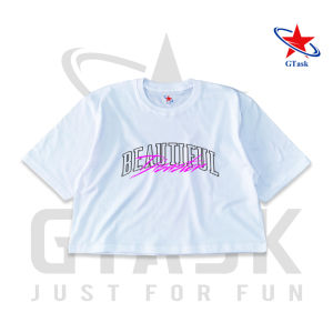 Kaos Crop Top OverSize Beautiful Disaster | Baju Senam Gym Crop Tee Over Size Basic Tee Wanita Dewasa GTask Style Korea Combed Nyaman