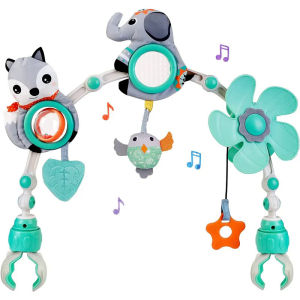 Stroller Arch Car Seat Toy Baby Toys Mobile Adjustable Arch Toy for Stroller Crib Carseat Bouncer Toy Bar Hanging Toys with Clip