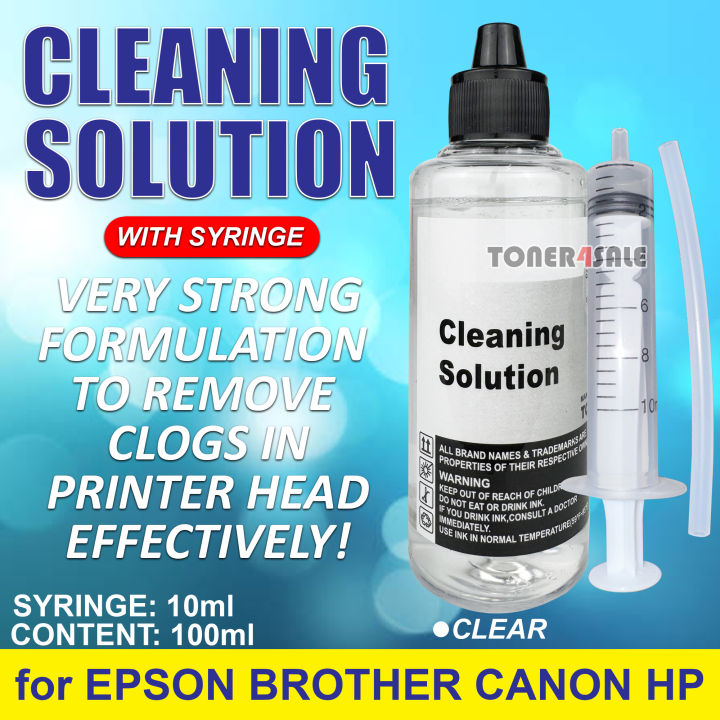 Cleaning Solution & Syringe with Hose 100ml for Brother HP Canon Epson ...