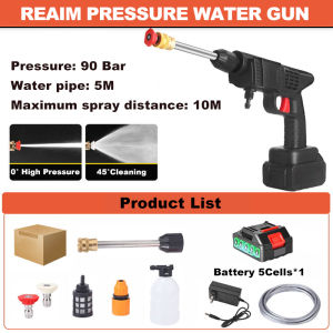REAIM Pressure Washer Cordless Car Washer Water Handheld Spray Gun agriculture water gun Wireless washing portable washing machine Free Lithium Battery