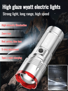 Telescopic Zoom Alloy Super Bright Light Flashlight