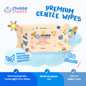 Chubby Cheeks Premium Gentle Wipes - 80 pcs per pack (Suitable for all types of skin including sensitive skin)