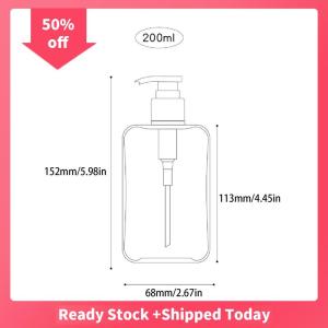 🔥🔥🔥sjqgqx Transparent Square Soap Dispenser Countertop Lotion Bottle With Pump Bathroom Lotion Liquid Soap Dispenser Refillable Emp